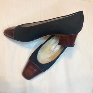 Etienne Aigner Two-Tone Black and Brown Heels